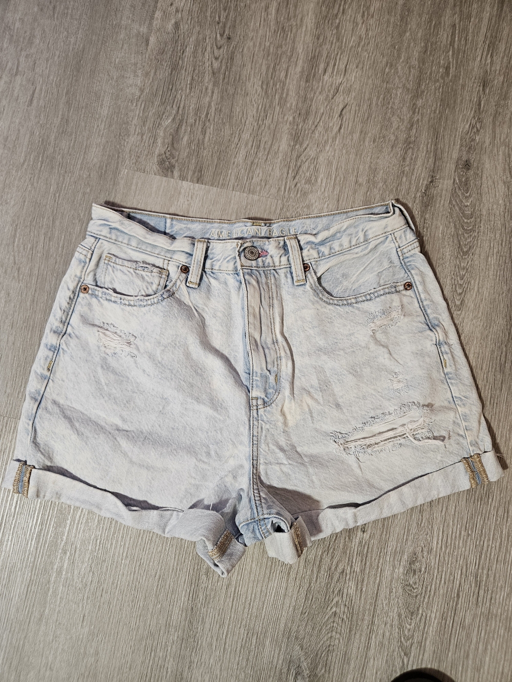 American Eagle Outfitters Light Blue Distressed Denim Shorts
